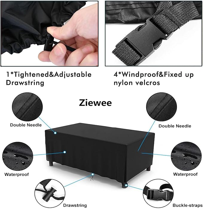 Outdoor Patio Furniture Covers Waterproof 600D Rectangular Outdoor Table and Chair Set Cover Wind Dust Proof Anti-UV Durable Patio Sectional Couch Cover 88" L x 44" W x 30" H / 220x110x75cm