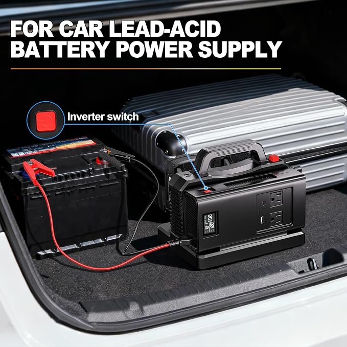 Pure Sine Wave Inverter Compatible with Milw-auke 18V Battery, 2 in 1 500W 2 Ports Power Inverter Battery Charger Generator DC 20V to AC* 2 Outlets, 120V Car Charger Plug, USB&Type-C (Tool Only)