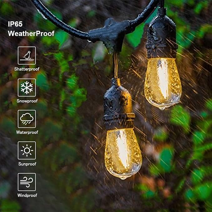 Svater Outdoor String Lights Led, 105FT Commercial Grade Patio Lights with 1W Dimmable S14 Shatterproof Bulbs, Warm White and Weatherproof Strand - UL Listed Heavy-Duty Café Lights, Market Lights