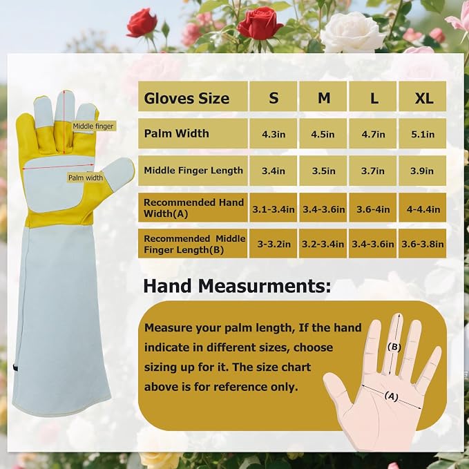 Cactus Garden Gloves (Reforced-Thorn Puncture Proof), Long Leather, Women & Men, Heavy Duty- Great for Gardening, Rose Pruning, Cacti Trimming, Weeding, Pull Thistle, Plant (Medium)