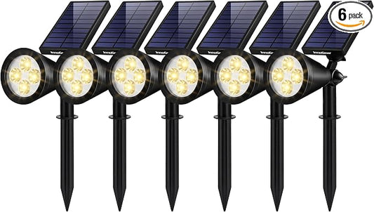 InnoGear 6 Solar Lights Outdoor Spot Garden Yard Landscape Flag, Warm White | Waterproof, Auto On/Off, Adjustable Brightness, 2 Installations, Flag Pole, Tree, Uplights, Solar Powered Spotlight, Pathway