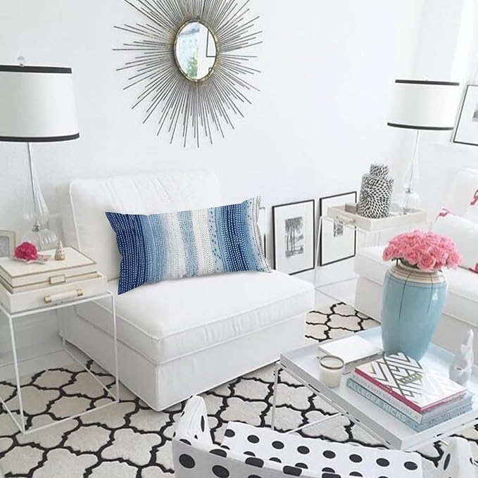 Antelope Aqua Animal Lumbar Pillow Cover White Blue Animal Strip Throw Pillow Cover Retro Farmhouse Decor Pillow for for Couch Sofa Farmhouse Decor 12x24in
