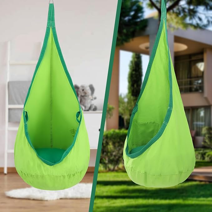 YAERSI Kids Pod Swing Seat, Cotton Hammock Chair with PVC Inflatable Cushion,Sensory Swing for Indoor and Outdoor Play Portable