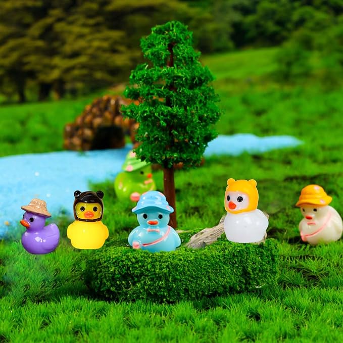 U-Zimikee 70 Pcs Multicolor Mini Resin Ducks, Tiny Ducks to Hide, Little Ducks Figurines Small Miniature Ducks Figures Bulk for Fairy Garden, Dollhouse Decoration Micro Landscape Ornament