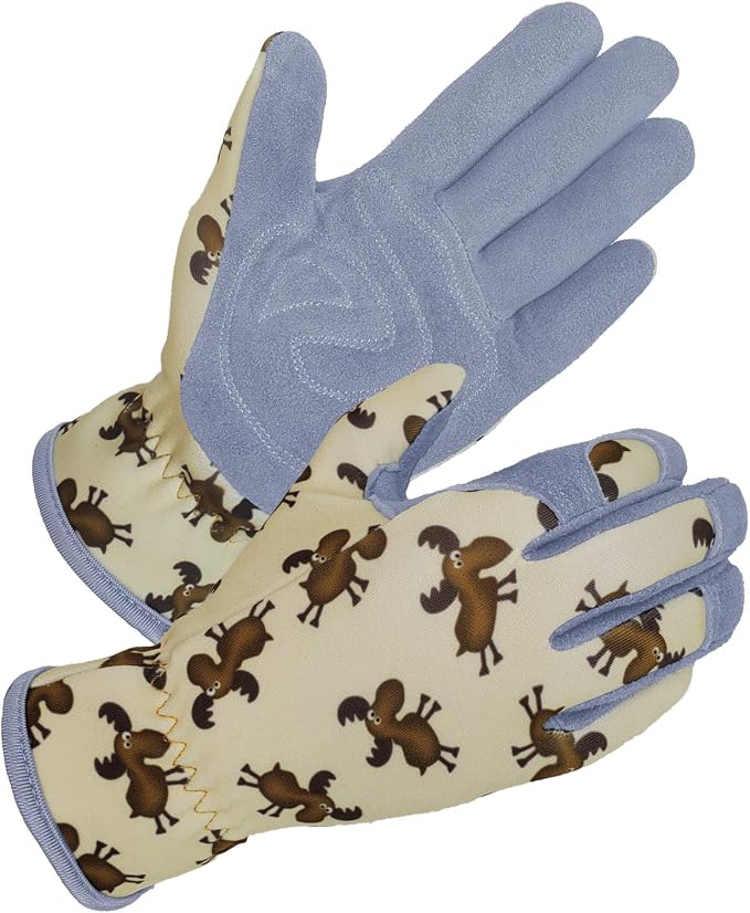 SKYDEER Gardening Gloves For Kids, Deerskin Suede Leather Work Gloves, Soft and Extra Double Padded Hands Protection (SD6622/M)