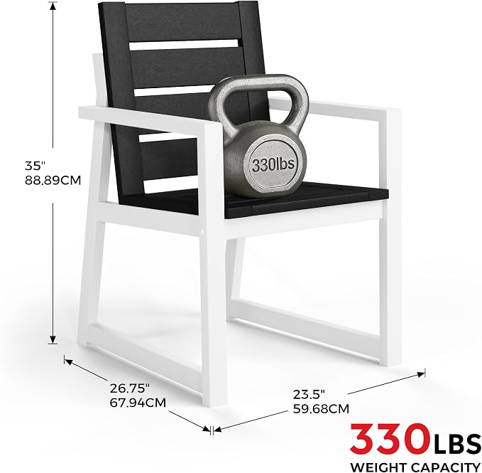 Costaelm Stinson HDPE Plastic Outdoor Patio Dining Arm Chair, Gray