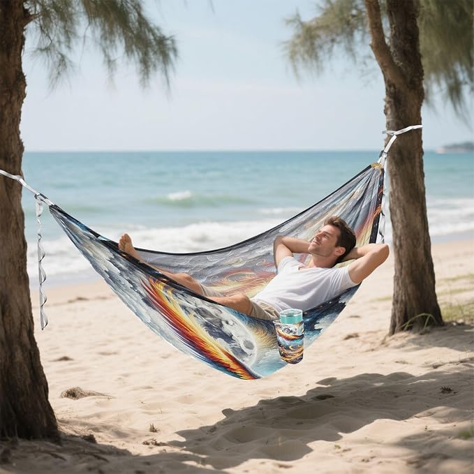 Cloud Flying Phoenix Camping Hammock, Portable Lightweight Single Hammock with 3 Straps and Aluminum Carabiners, 114" x 54" Travel Hammock for Hiking Backpacking Beach