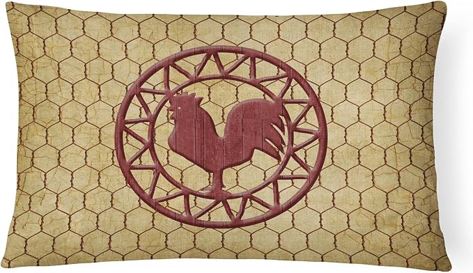 Caroline's Treasures SB3085PW1216 Rooster Chicken Coop Canvas Fabric Decorative Pillow 100% Machine Washable Pillow, Indoor or Outdoor Decorative Throw Pillow for Couch, Bed or Patio