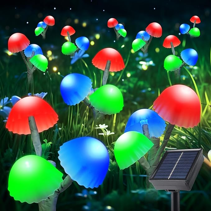 BeHiller Solar Mushroom Lights Outside for Lawn Decorations - 6PACKS 18LED 8 Lighting Modes Multi-Color Mushrooms Yard Decor for Mom Gifts,Solar Garden Lights for Backyard,Fence,Housewarming Decor