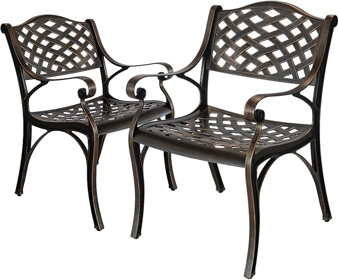 Patio Dinning Set Weather Resistant Cast Aluminum Patio Furniture Set with Umbrella Hole, Bistro Dining Set for Garden (42" x 42" Table D and 4 Chairs Bronze, 5 Pieces)