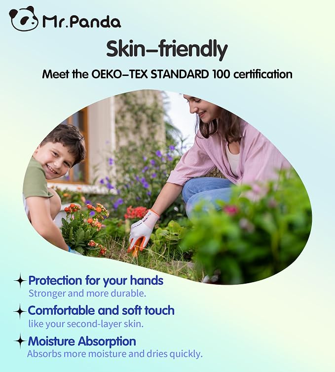 Mr.Panda 6 Pairs Skin-Friendly Gardening Gloves for Women, Latex Coated Garden Gloves, Ladies Outdoor Yard Work Gloves, Breathable, Blue & Red, Medium