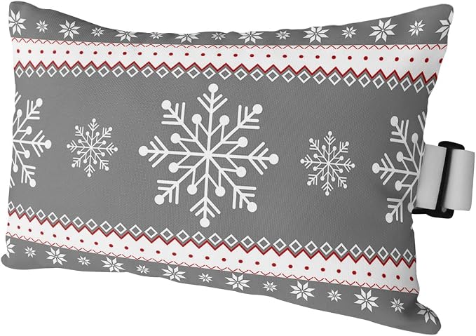 Outdoor Pillows Covers with Inserts Chrsitmas Snowflake Winter Snow Gray Waterproof Pillow with Adjustable Strap Throw Pillows for Patio Furniture Recliner Lounge Chair, 11x16 inch, 1PCS