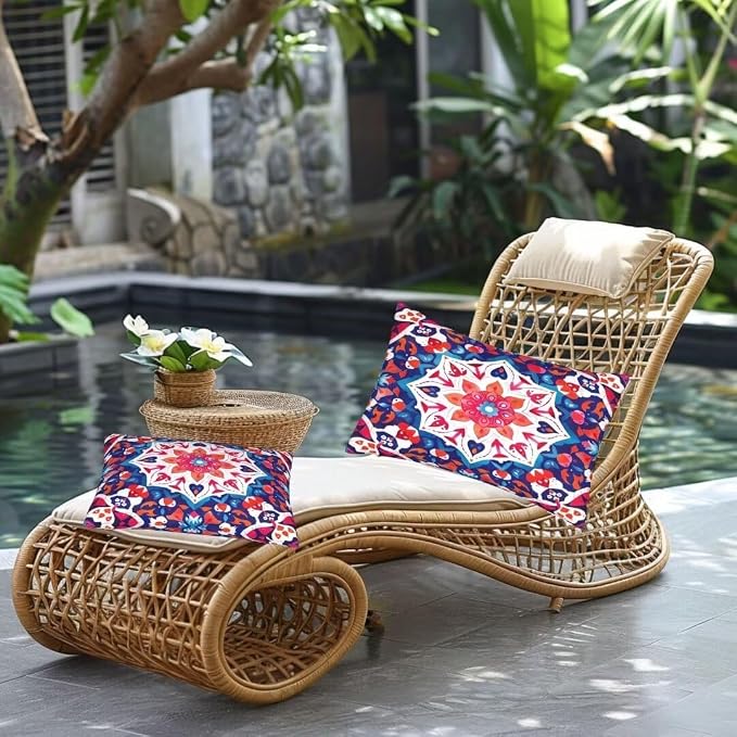 Outdoor Pillows Waterproof Set of 2 Outdoor Pillow Covers 16x24 Inch, Ethnic Throw Pillows Vintage Pillow Covers, Garden Decorative Pillows Outdoor Pillows for Patio Furniture Car Home Decor -hs245