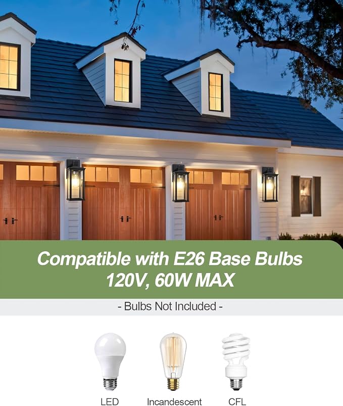 LITFIT 13.5'' Dusk to Dawn Outdoor Lighting, Wall Lights with Photocell Sensor, Hardwired Outdoor Sconces Wall Mount, Outside Lights for House Exterior, Garage, Porch, 2-Pack, Bulbs Not Included