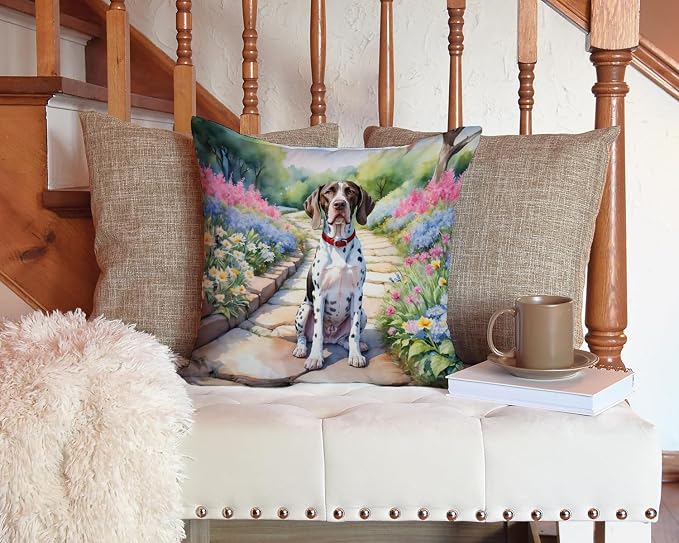 Caroline's Treasures Pointer Spring Path Throw Pillow Machine Washable, Indoor Outdoor Decorative Pillow for Couch, Bed or Patio, 14Hx14W