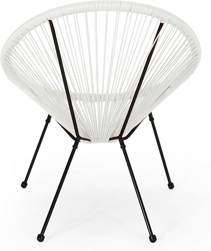 Christopher Knight Home Outdoor Hammock Weave Chair with Steel Frame (Set of 4) - White and Black Finish