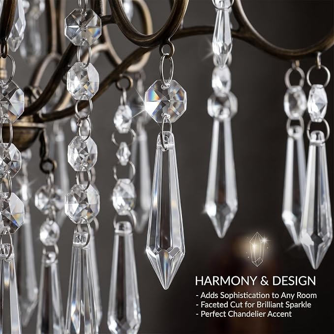 Premium Clear Crystal Glass Drops 3.1" -Multi Purpose Bluk Crystal Beads Hanging Prisms for Holiday Party/Home/Window Decoration/Chandelier Replacement Parts (L-50pcs)