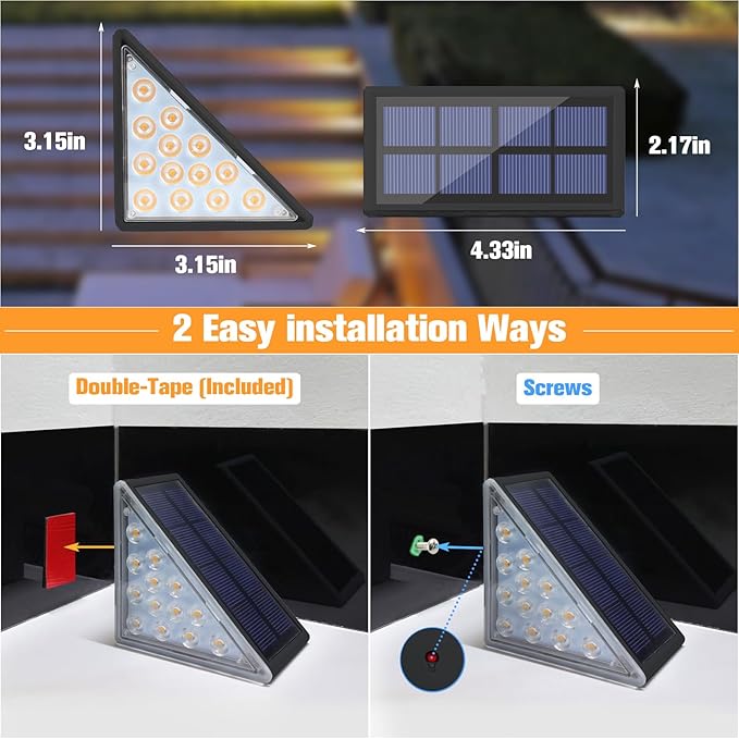 VOLISUN Solar Step Lights for Outside, Solar Stair Lights Outdoor Waterproof IP67, LED Outdoor Step Light, 80 Lumen, Deck Light for Outside, Front Porch and Patio(Black,24 Pack)