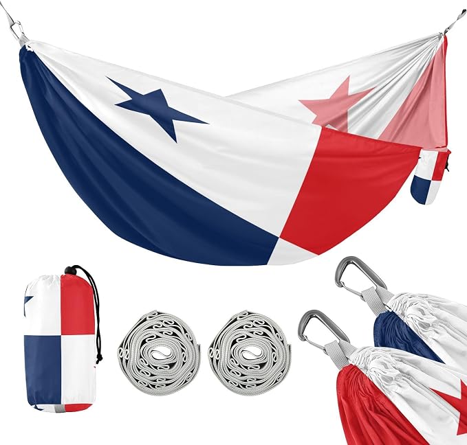 Flag of Panama Outdoor Hammock with Portabl Carry Bag Fabric Hammock for Outside Patio Garden