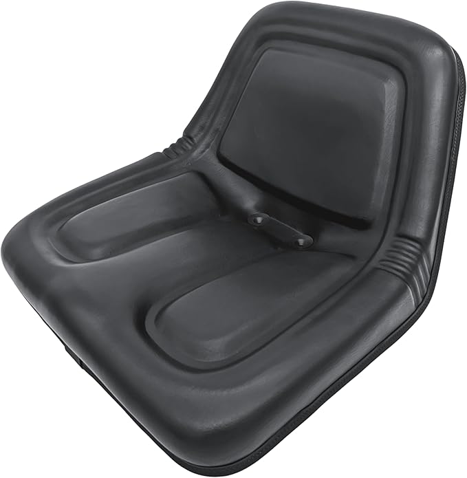 Steel Pan Lawn Mower, Tractor & Equipment Seat – 1 YEAR WARRANTY – Mid-Back Black Vinyl, Drain Holes – Fits Cub Cadet, Craftsman, Husqvarna, Toro, MTD, Snapper, Murray, Bad Boy