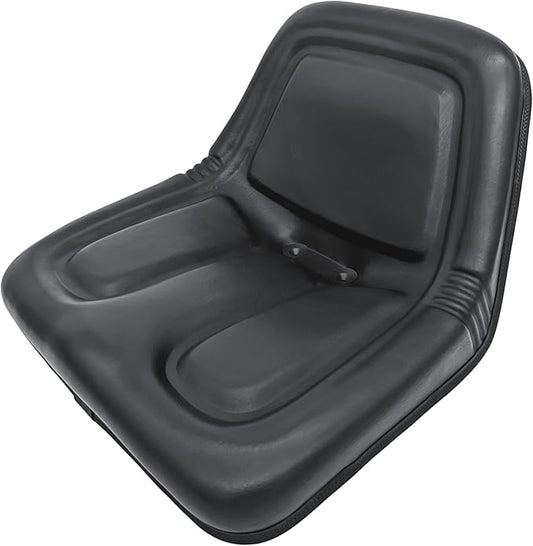 Steel Pan Lawn Mower, Tractor & Equipment Seat – 1 YEAR WARRANTY – Mid-Back Black Vinyl, Drain Holes – Fits Cub Cadet, Craftsman, Husqvarna, Toro, MTD, Snapper, Murray, Bad Boy