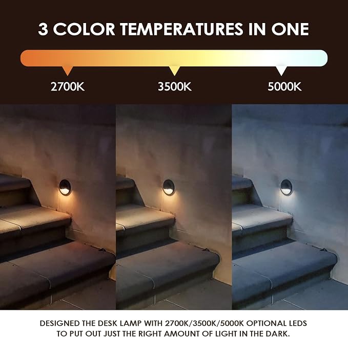 LED Low Voltage Deck Lights Outdoor Waterproof,6-Pack 3CCT Deck Lighting Fixtures Landscape Step,3W,12V-24V AC/DC Die-cast Aluminum Housing Fence Lamp Wired 2700K/3500K/5000K (Black)