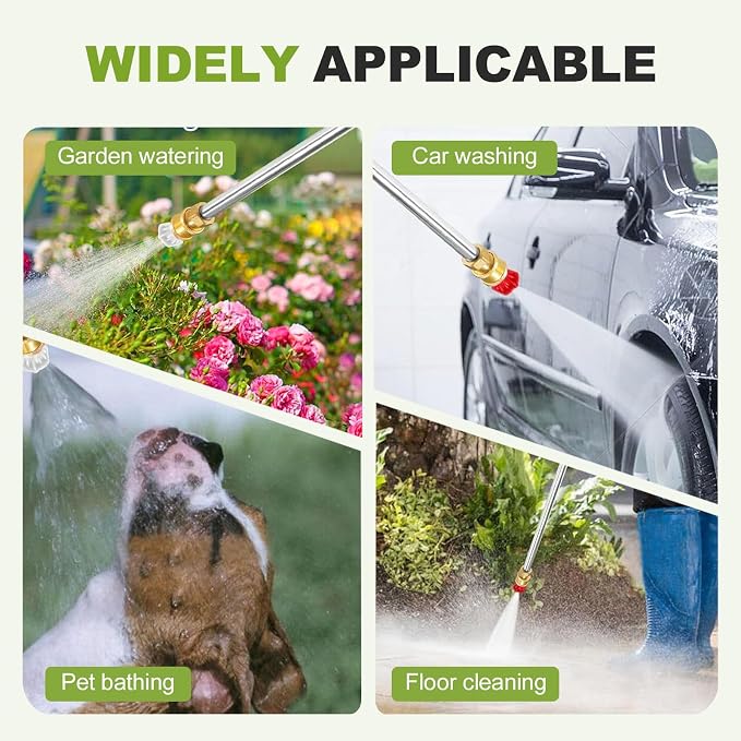 Jet Nozzle Power Washer for Garden Hose, 2026 Pressure Washer Wand with 3 Interchangeable Nozzles, Pressure Washer Nozzle for Car Washing Patio Garden Outdoor Cleaning (Black)