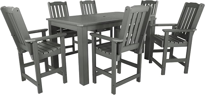 Highwood AD-ST7LH2CO4BA-CGE Lehigh 7pc Rectangular Counter Height Dining Set 72" x 42", Coastal Teak