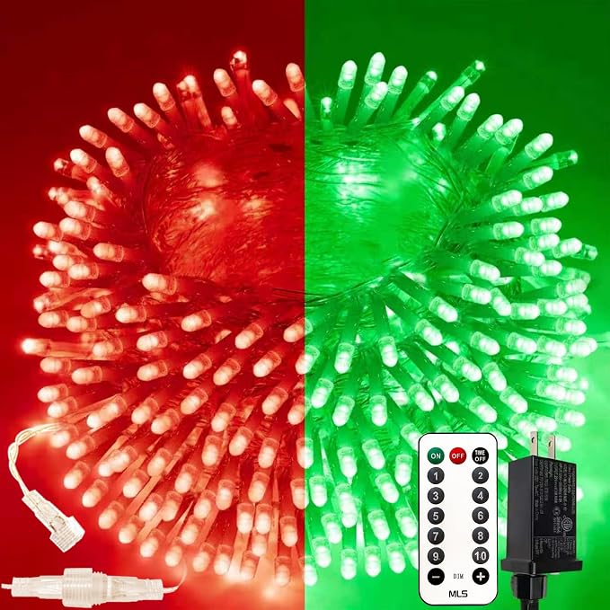 200 LED Connectable String Lights with Remote, Christmas Lights Outdoor | Red to Green, 11 Modes, Timer, 66FT Clear Wire Waterproof Color Changing Twinkle Fairy Lights for Bedroom Xmas Tree Decor