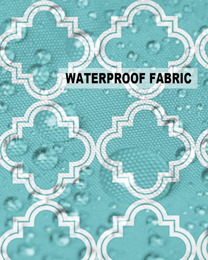 Outdoor Waterproof Pillow Covers for Patio Moroccan Pattern Decorative Throw Pillow Cover Geometric Trellis Cyan Blue Pillowcases Set of 2 Cushion Case for Sofa Couch Chair Home Decor 18x18 inch