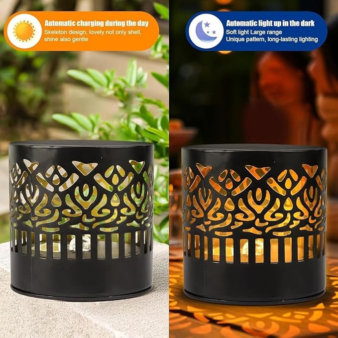 DDRIC Decorative Solar Mandala Lights, Metal Solar Powered Outdoor Wall Sconces, Waterproof Step Lights, Warm Yellow Glow, for Garden Fence Patio Deck Yard Decor (1PC)
