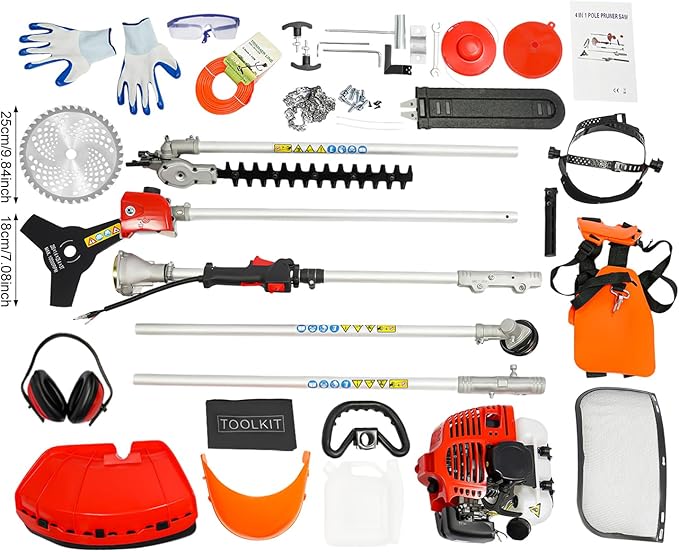 2-Stroke Gas Powered Grass Trimmer, 51.7CC 6500RPM 1.4KW Cordless Lawn Edgers Lawn Edger Grass Eater Gas Powered Weed Wacker Brush Cutter Blade with Guide Plate Guard (51.7CC,6500RPM,1.4KW)