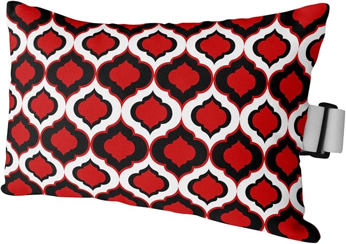 Outdoor Pillows Covers with Inserts Red and Black Moroccan Pattern Geometric Waterproof Recliner Pillow with Adjustable Strap Throw Pillows for Patio Furniture Pool Lounge Chair, 11x16 inch, 1PCS