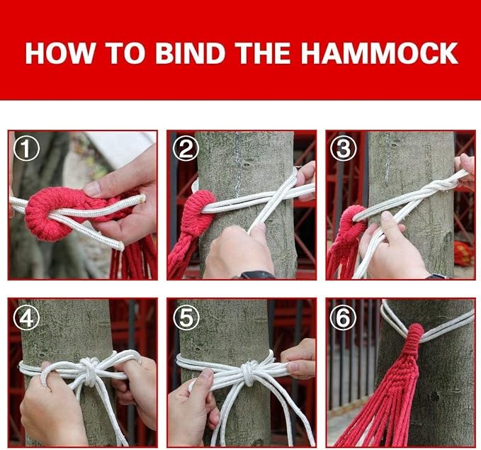 Portable Swing Cotton Stripe with Strong Hammocks Rope Beach Sleeping Bed Backpack Spreader Bar Tree Hanging for Travel Garden Striped Ultralight Outdoor Jula Camping Hammock (Multi, Set 1)