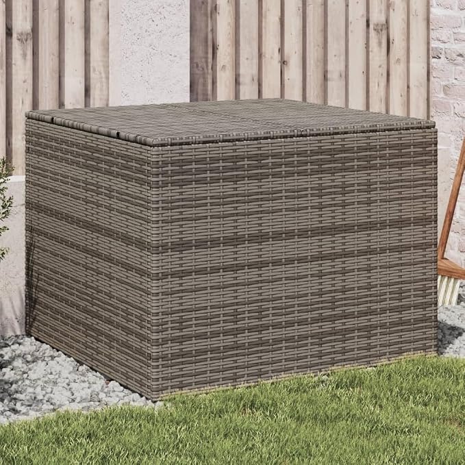 Outdoor Storage Box 291L, Garden Deck Bin with Water-Resistant Liner, Resin Wicker Organizer for Patio Furniture Cushions, Tools and Backyard Supplies, Grey