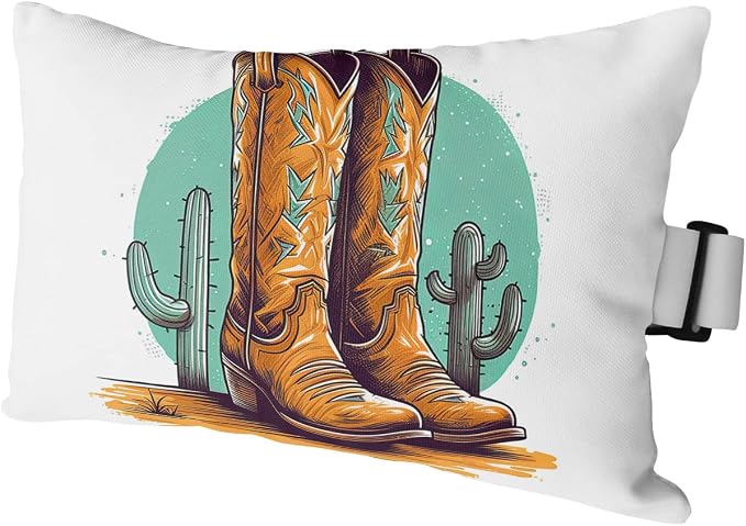 Outdoor Pillows Covers with Inserts Vintage Brown Cowboy Shoes with Cactus Waterproof Recliner Pillow with Adjustable Strap Throw Pillows for Patio Furniture Pool Lounge Chair, 11x16 inch, 1PCS