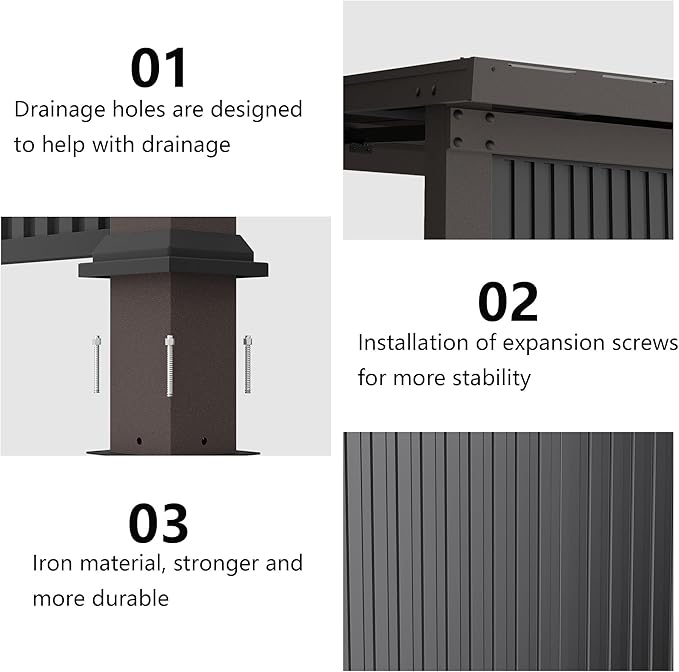 10' x 10' Hardtop Grill Gazebo,Outdoor Galvanized Steel BBQ Lean to Gazebo with 2 Side Shelves,Permanent Hardtop Grill Canopy with Independent Countertop for Patio Backyard Lawn Garden