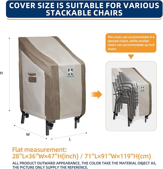 HAMLER Patio Chair Covers 2 Pack, Outdoor Chair Covers Waterproof Fits up to 28L x 36D x 47H inches, Heavy Duty Lawn Furniture Covers, Lounge Deep Seat Cover for Patio Furniture