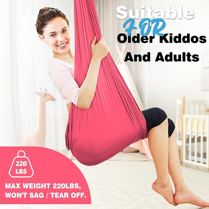 Indoor Therapy Sensory Swing, Special Needs Joy Cuddle Ceiling Snuggle Swings, Outdoor Room Adjustable Fabric Hammock, Sensory Integration, Autism, ADHD, Aspergers, Kids Boy Girl Children Teens Gift