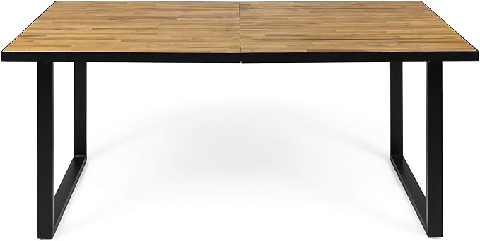 Christopher Knight Home Requeta Outdoor Dining Sets, Black + Teak