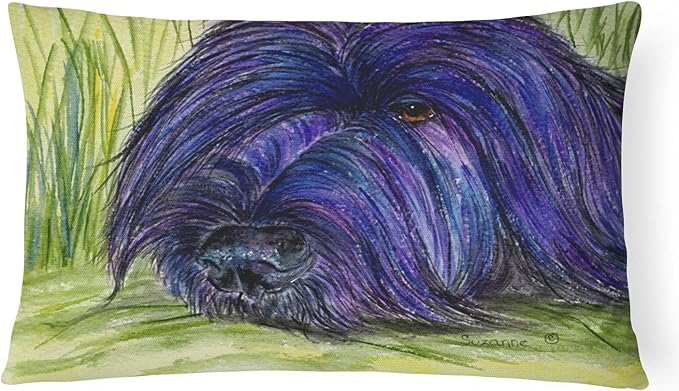 Caroline's Treasures SS8520PW1216 Briard Canvas Fabric Decorative Pillow Machine Washable, Indoor Outdoor Decorative Pillow for Couch, Bed or Patio, 12HX16W