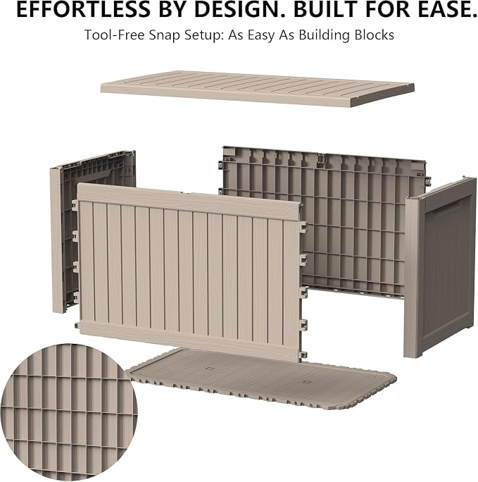 270 Gallon Resin Large Deck Box Organization and Storage Box for Patio, Outdoor Cushions, Garden Tools, Gray