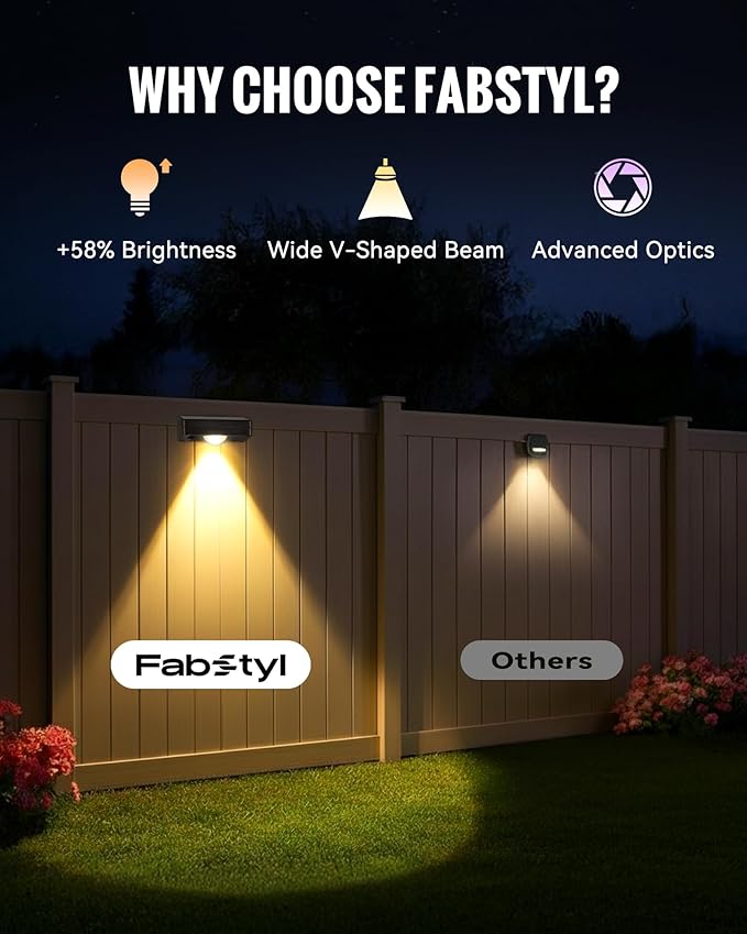 Solar Fence Lights Outdoor Waterproof, 3000/4500/6000K 3 Mode, Fence Lights Solar Powered for Outside Backyard, Railing, Step, Patio, Fence Post, Home Improvement Garden Decor, 16 Pack