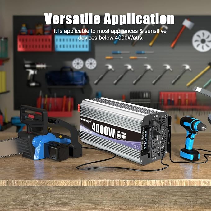 Cantonape 4000 Watt Power Inverter, Car Inverter 24V DC to 110V/120V AC Converter with LCD Display, 4 AC Outlets, USB Port & Remote Controller for RV, Truck, Off-Grid Solar System