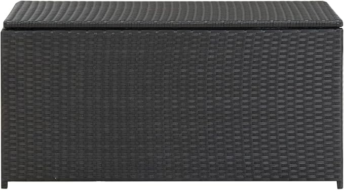 REWIS Patio Storage Box Deck Storage Box Outdoor Storage Cabinet Waterproof Storage Containers Storage Outdoor Poly Rattan 39.3"x19.6"x19.6" Black