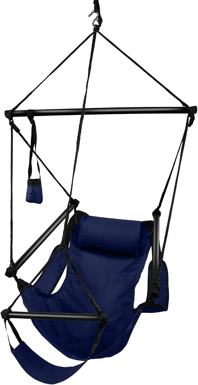 Hanging Hammock Air Chair, Aluminum Dowels, Blue