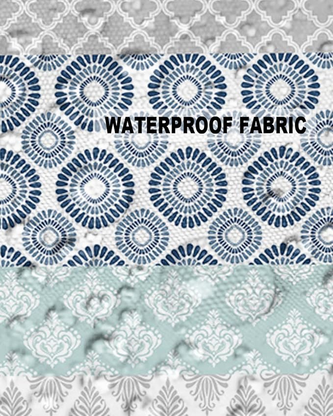 Outdoor Waterproof Throw Pillow Covers Set of 2 Blue Boho Stripe Tribal Vingtage Lumbar Pillowcases 16x16 Inches Bohemian Style Decorative Pillows Cushion Case Patio Pillows for Couch Bed Garden