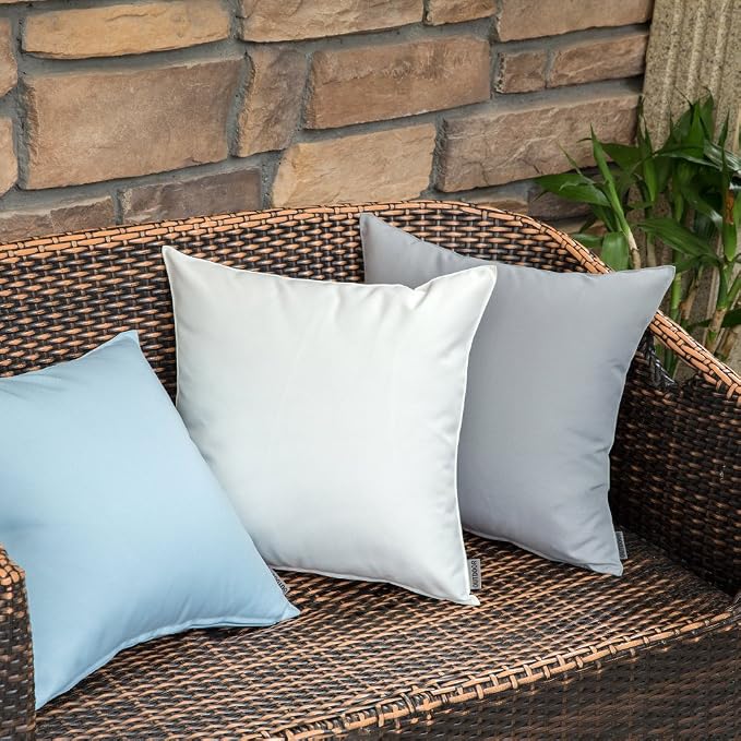MIULEE Decorative Outdoor Waterproof Pillow Covers 18x18 White | Decorative Patio Furniture,Pack of 2,Accent Square Soild Throw Pillow Covers,Summer Garden Tent Couch Sofa