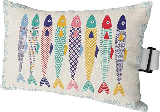 Coastal Fish Outdoor Waterproof Throw Pillows 1PCS 11 x 16 Inch, Cartoon Colorful Fish Vintage Begin Insert Fill Pillows, Indoor/Outdoor Accent Pillows, Lumbar/Neck Cushion Pillows