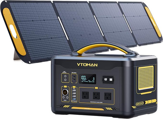 VTOMAN Jump 1800 Portable Power Station with 200W Solar Panel, 1548Wh Battery 1800W AC Outlets (3600W Peak) /100W USB-C Output Fast Charge, Large Solar Generator for Outdoor, Camping, Backup